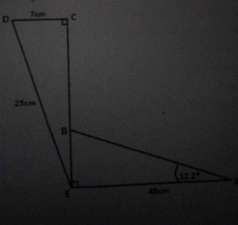 Calculate: a) Length of AB,correct to 2 decimal place. b)Length of CE c) Size of angle-example-1