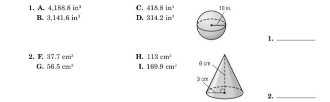 Can someone help me with these 2 it’s asking “what’s the volume of each solid, round-example-1