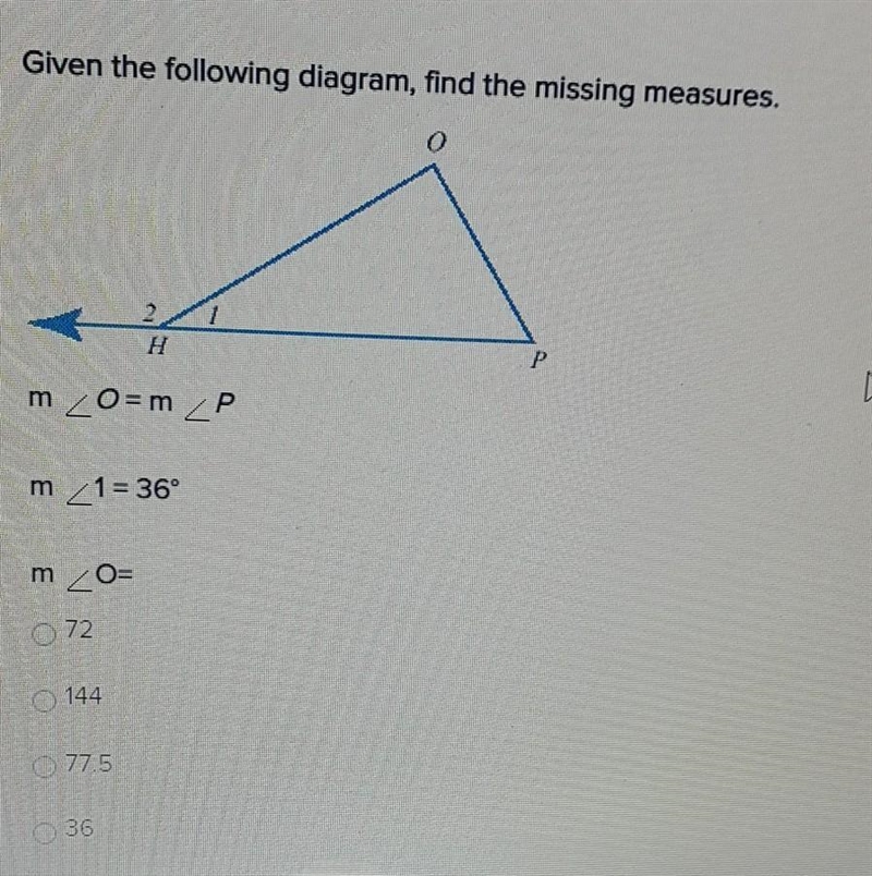 Given the following diagram, find the missing measures.​-example-1