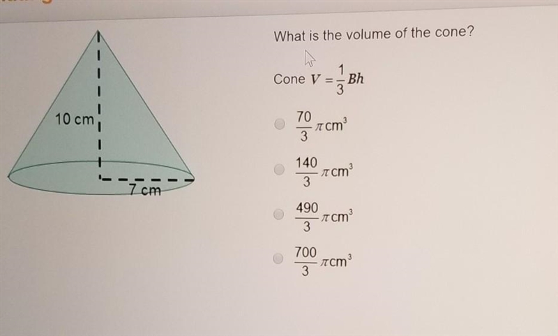 Need this done ASP, What is trhe volume of the cone?​-example-1