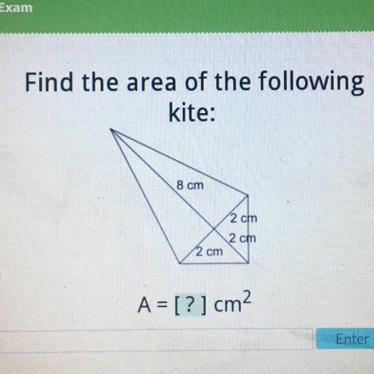 Find the area of the following kite:-example-1