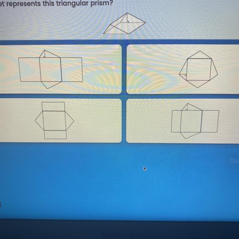 Which net represents this triangular prism?-example-1