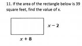 If the area rectangle below us 39 square feet find the x value-example-1