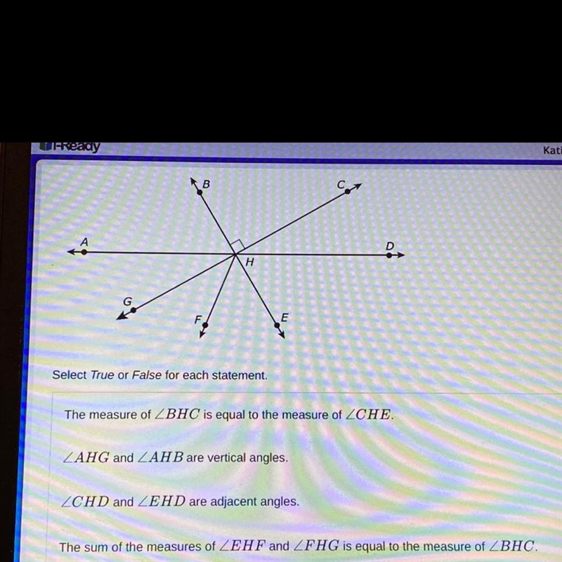 Please help :) Determine whether each statement about this angle is correct-example-1