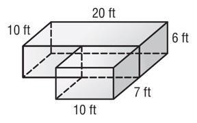 Find the volume of the pool shown. It consists of two prisms. A. 1,765 feet cubed-example-1