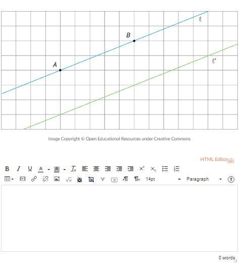 For each diagram, describe a translation, rotation, or reflection that takes line-example-1