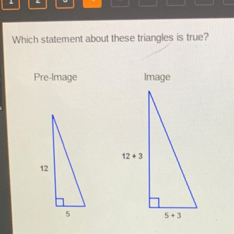 Which statement about these triangles is true? HELP FASTTTTTTTT-example-1