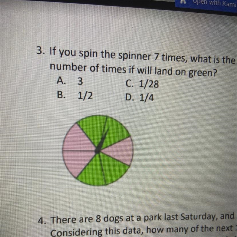 If you spin the spinner 7 times, what is the best prediction possible for the number-example-1