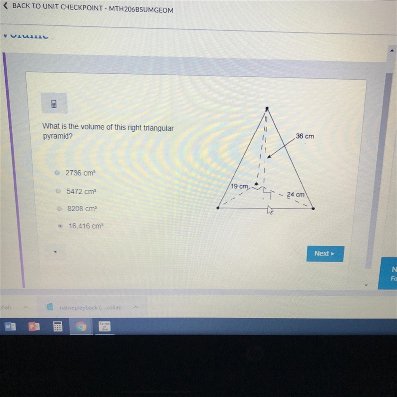 What is the volume of this right triangular pyramid?-example-1