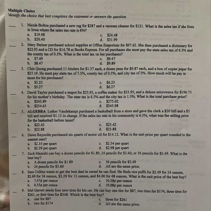 Bus math 2 ch6 test help pls-example-1