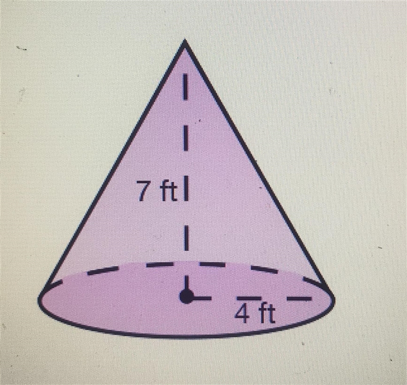 What is the volume of the cone? A. 117.3 cubic feet B. 469.1 cubic feet C. 351.9 cubic-example-1