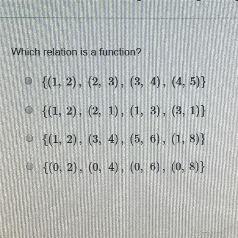 Which relation is a function??-example-1