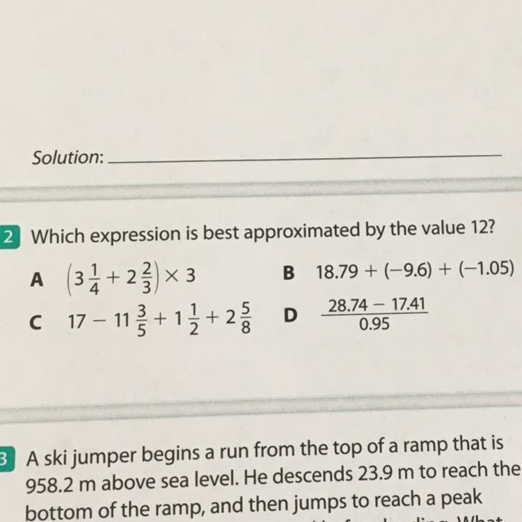 JUST LOOK AT THE PICTURE!! Please help 1 Н f 2 Which expression is best approximated-example-1