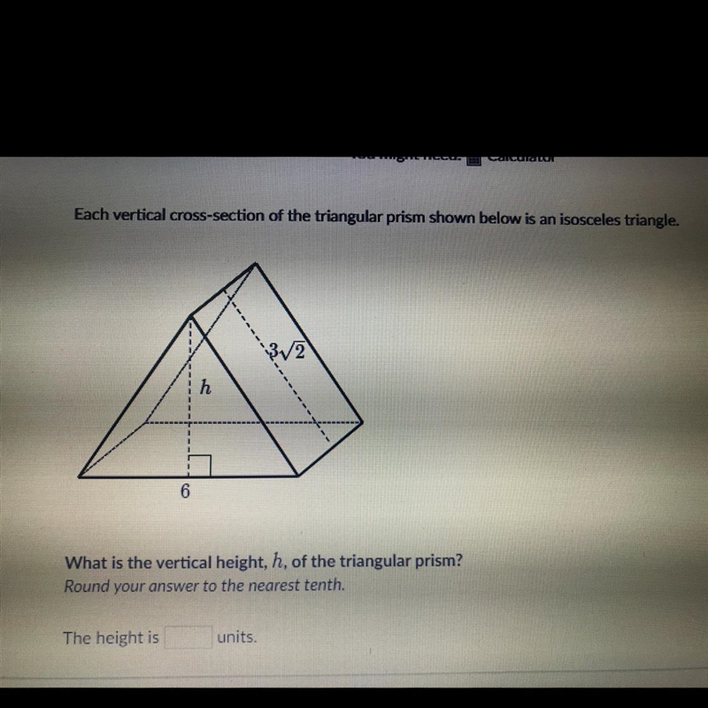 Each vertical cross-section of the triangular prism shown below is an isosceles triangle-example-1