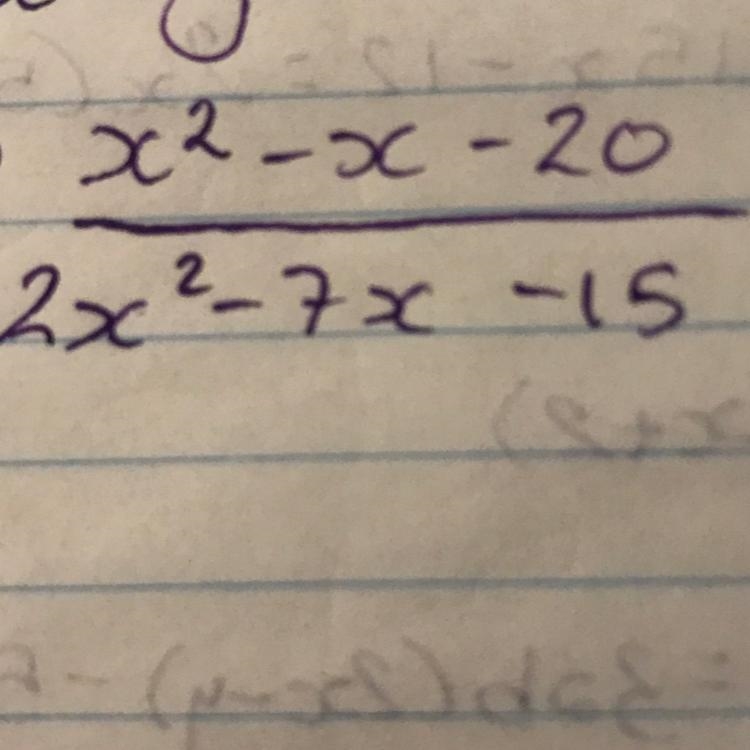 X^2-x-20 divided by 2x^2-7x-15-example-1