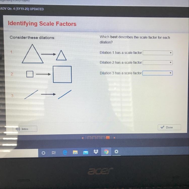 Which best describes the scale factor for each dilation?-example-1