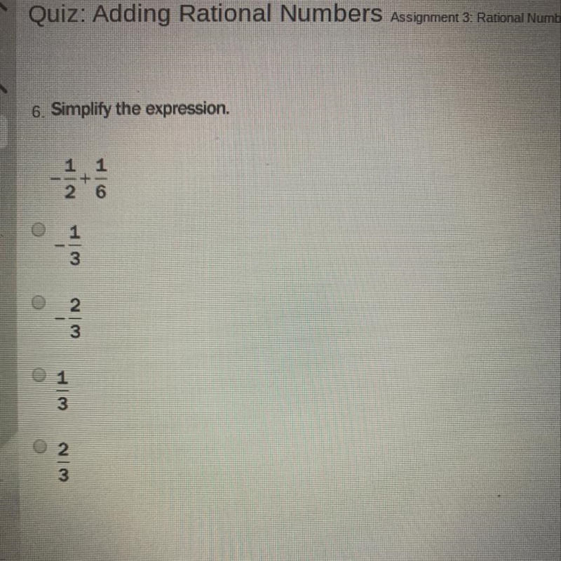 Simplify the expression -1/2+1/6-example-1