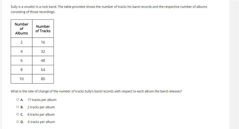 Sully is a vocalist in a rock band. The table provided shows the number of tracks-example-1