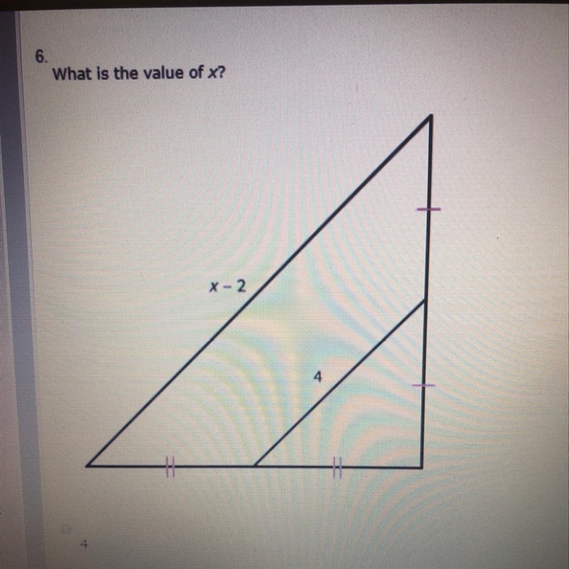 What is the value of x? A:4 B:8 C:10 D:6-example-1