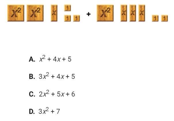 Some help please? Which polynomial does this sum of tiles represent?-example-1