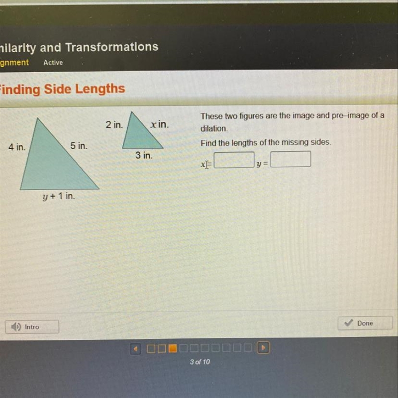 Finding Side Lengths 2 in. xin. These two figures are the image and pre-image of a-example-1