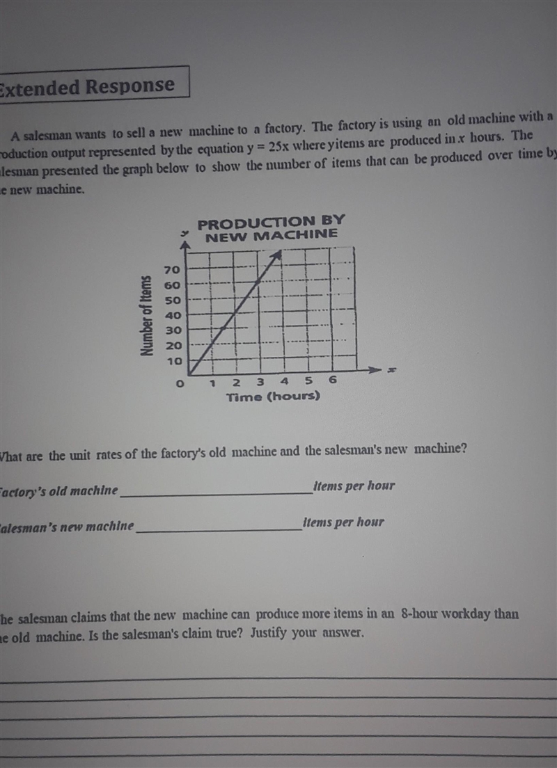 the salesman claims that the new machine can produce more items in an 8-hour workday-example-1