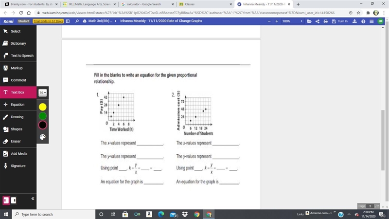 Fill in the blanks to write an equation for the given prop relationship.-example-1