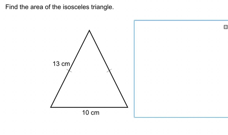 Find the area of the isosceles triangle-example-1