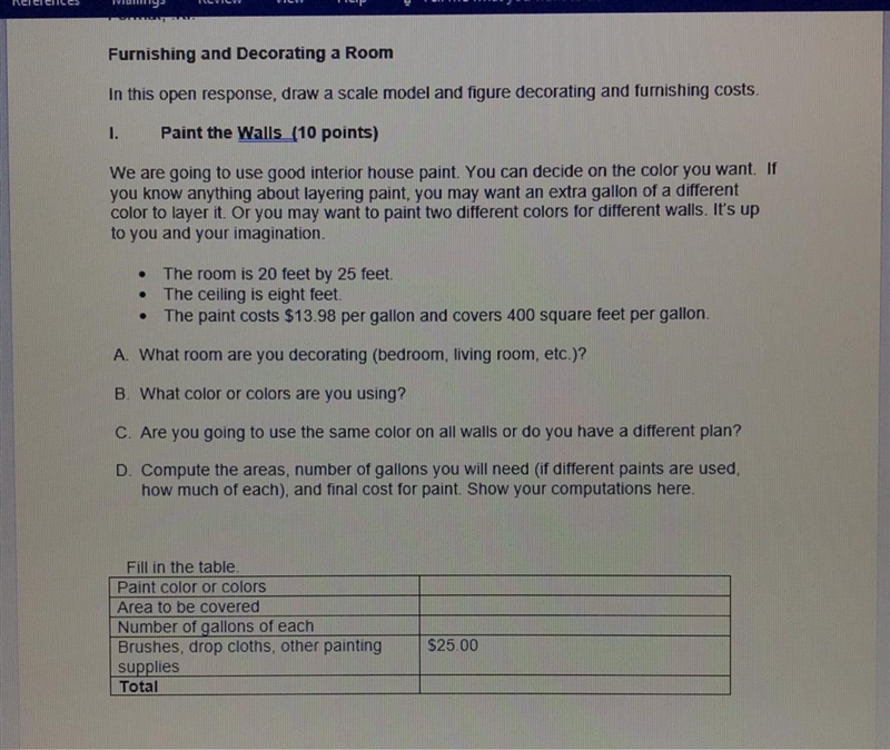 If you can calculate how much paint would cover this room & fill out this sheet-example-1