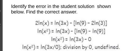 Identify the error in the student solution shown below. Find the correct answer.-example-1