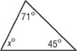 Find the value of x. Then classify the triangle by its angles. A. 64; acute C. 87; obtuse-example-1