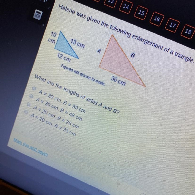 What would the lengths of side A and B be ?-example-1