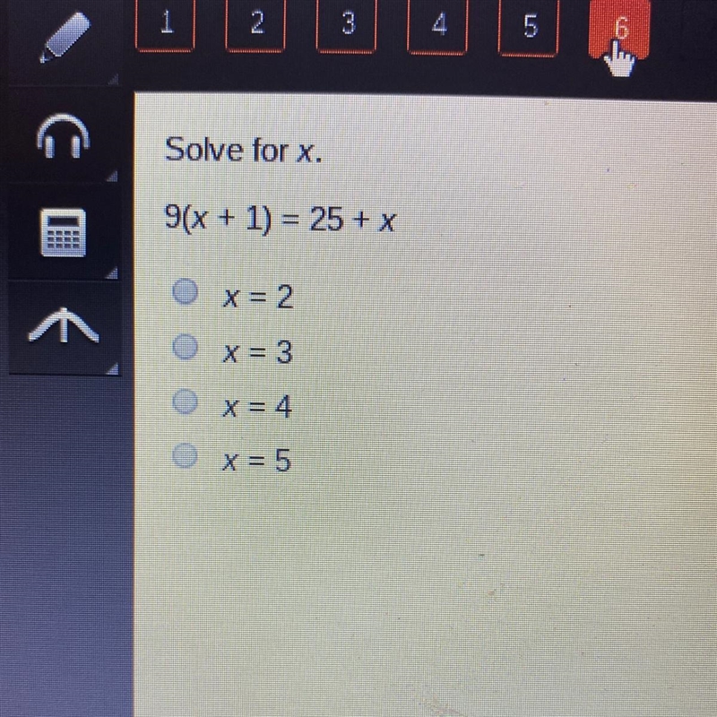 Solve for x 9(x+1)=25+x-example-1