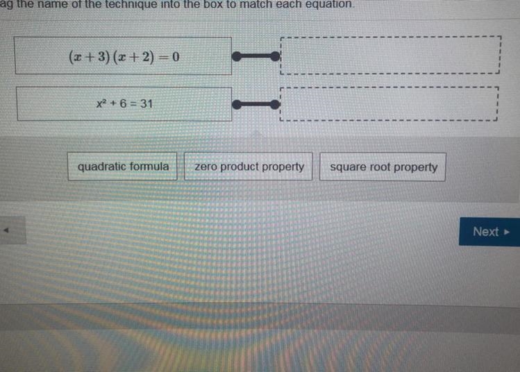 Which technique is most appropriate to use to solve each equation? Drag the name of-example-1