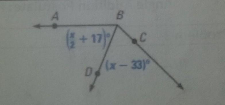 In each diagram the line BD bisects angle ABC. Find the measure of angle ABC​-example-1