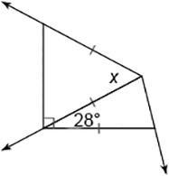 What is the value of x? answers: A) 76° B) Impossible to determine C) 56° D) 62°-example-1