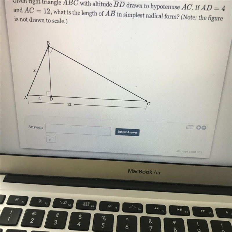 Given right triangle ABC with altitude BD drawn to hypotenuse AC. If AD = 5 ind AC-example-1