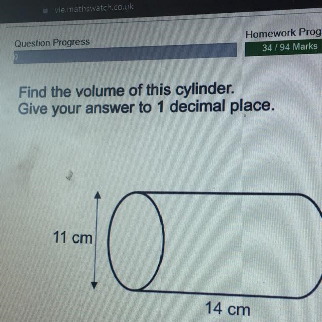 Find the volume of this cylinder. Give your answer to one decimal place.-example-1