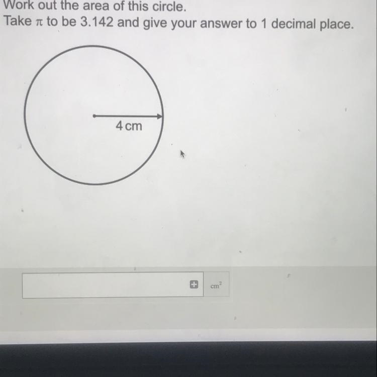 Work out the area of this circle-example-1