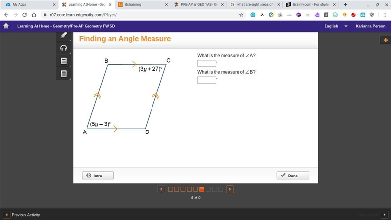 What is the measure of ∠A? What is the measure of ∠B?-example-1