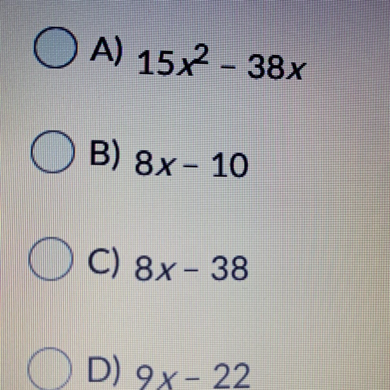 Which expression is equivalent to 3(x-6)+5(x-4)-example-1