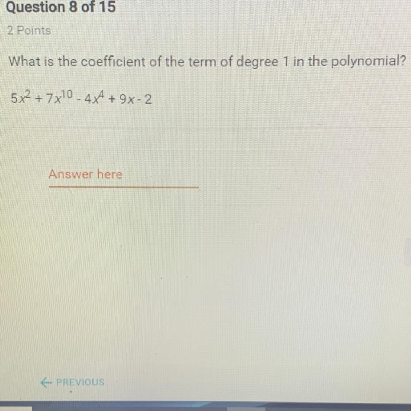 What is the coefficient of the term of degree one in the polynomial-example-1