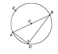 AB is a diameter of circle C. What is the degree measure of x?-example-1