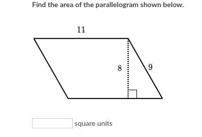 Find the area of the parallelogram shown below.-example-1