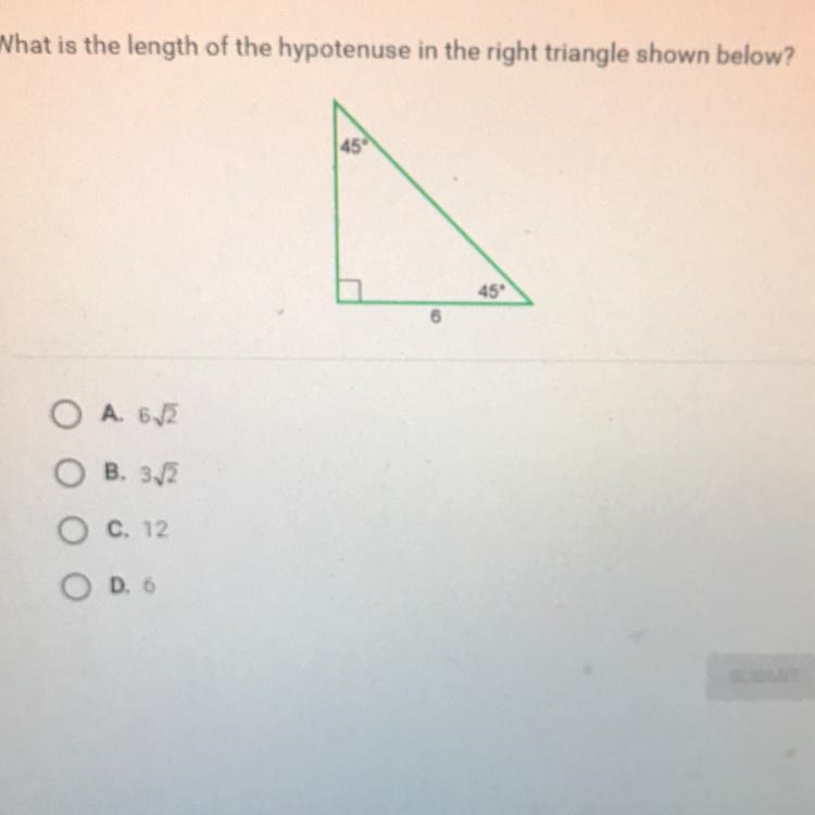 What is the length of the hypotenuse in the right triangle shown below?-example-1