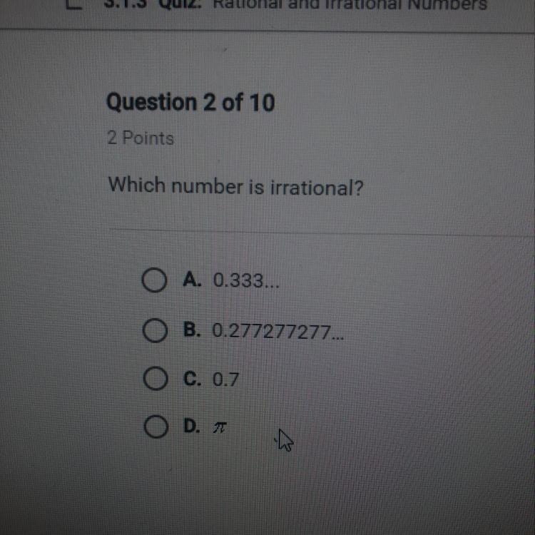 Which number is irrational?-example-1