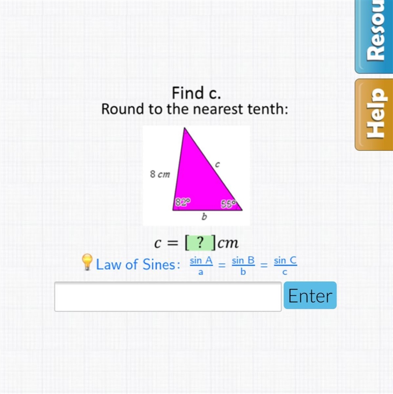 Find c. Round to the nearest tenth.-example-1