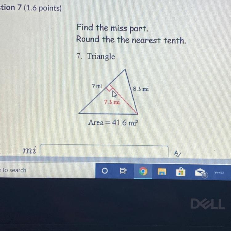 Find the missing part . Round the triangle to the nearest tenth.-example-1