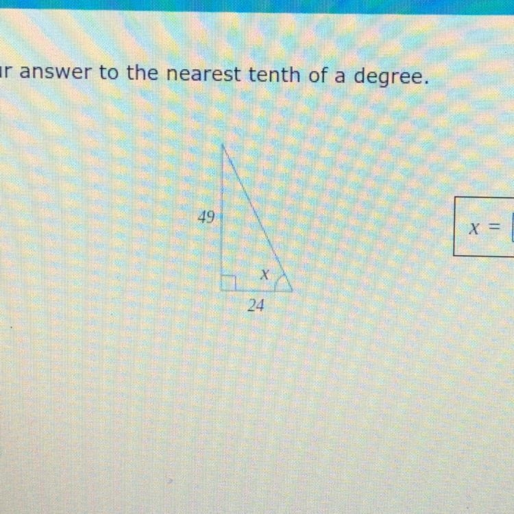 Using a trigonometric ratio to find an angle measure of a right triangle‼️ round to-example-1