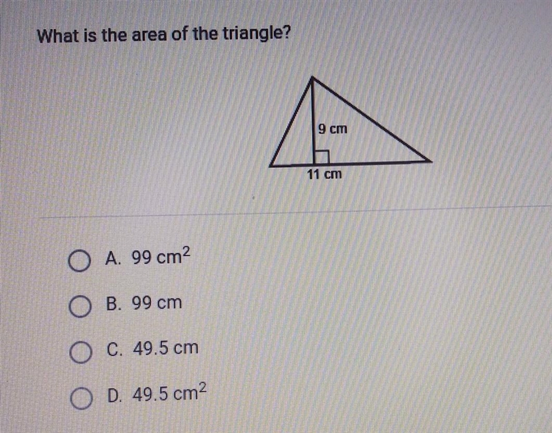 Easy problem plz help find area of triangle ​-example-1